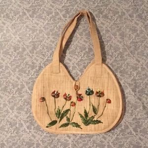 Floral Straw Raffia Handbag